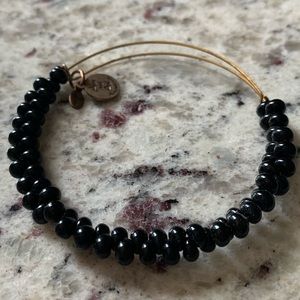 Alex and Ani Gold Tone Bracelet with Black Beads